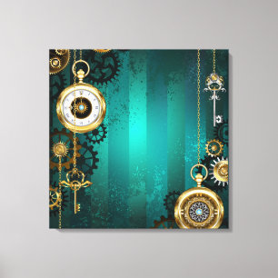 Steampunk Jewelry Watch, wir haben Green Backgroun Leinwanddruck