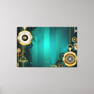 Steampunk Jewelry Watch, wir haben Green Backgroun Leinwanddruck