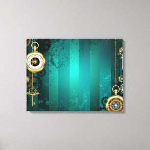 Steampunk Jewelry Watch, wir haben Green Backgroun Leinwanddruck