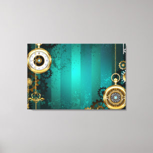 Steampunk Jewelry Watch, wir haben Green Backgroun Leinwanddruck