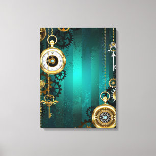 Steampunk Jewelry Watch, wir haben Green Backgroun Leinwanddruck