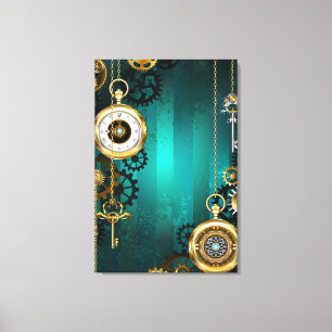 Steampunk Jewelry Watch, wir haben Green Backgroun Leinwanddruck
