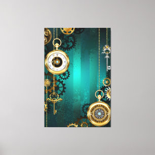 Steampunk Jewelry Watch, wir haben Green Backgroun Leinwanddruck