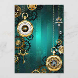 Steampunk Jewelry Watch, wir haben Green Backgroun Menükarte