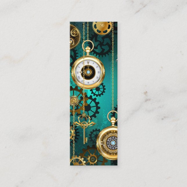 Steampunk Jewelry Watch, wir haben Green Backgroun Mini Visitenkarte (Vorderseite)