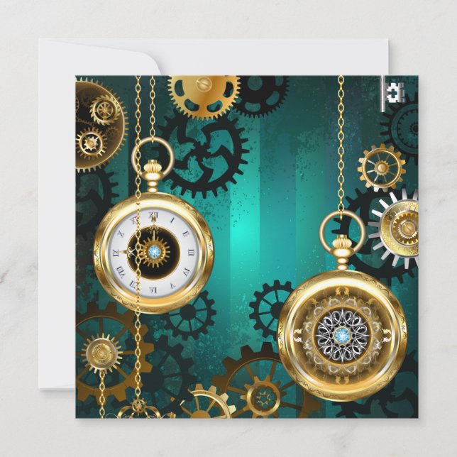 Steampunk Jewelry Watch, wir haben Green Backgroun Mitteilungskarte (Vorderseite)