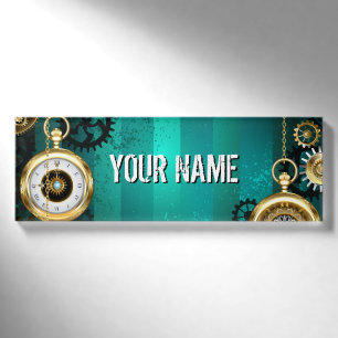 Steampunk Jewelry Watch, wir haben Green Backgroun Namenschild