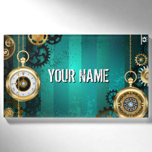 Steampunk Jewelry Watch, wir haben Green Backgroun Namenschild