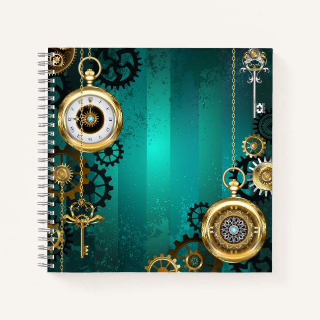 Steampunk Jewelry Watch, wir haben Green Backgroun Notizbuch (Vorderseite)