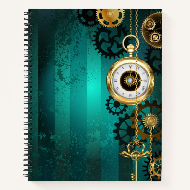 Steampunk Jewelry Watch, wir haben Green Backgroun Notizbuch (Vorderseite)