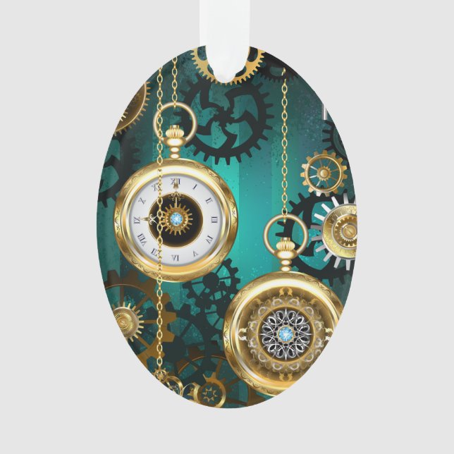 Steampunk Jewelry Watch, wir haben Green Backgroun Ornament (Vorderseite)