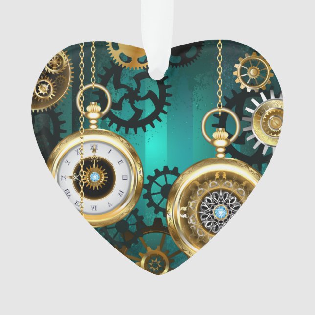 Steampunk Jewelry Watch, wir haben Green Backgroun Ornament (Vorderseite)