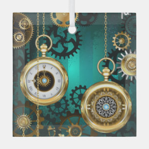Steampunk Jewelry Watch, wir haben Green Backgroun Ornament Aus Glas