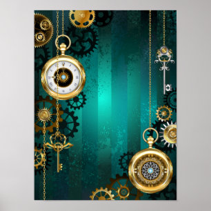 Steampunk Jewelry Watch, wir haben Green Backgroun Poster
