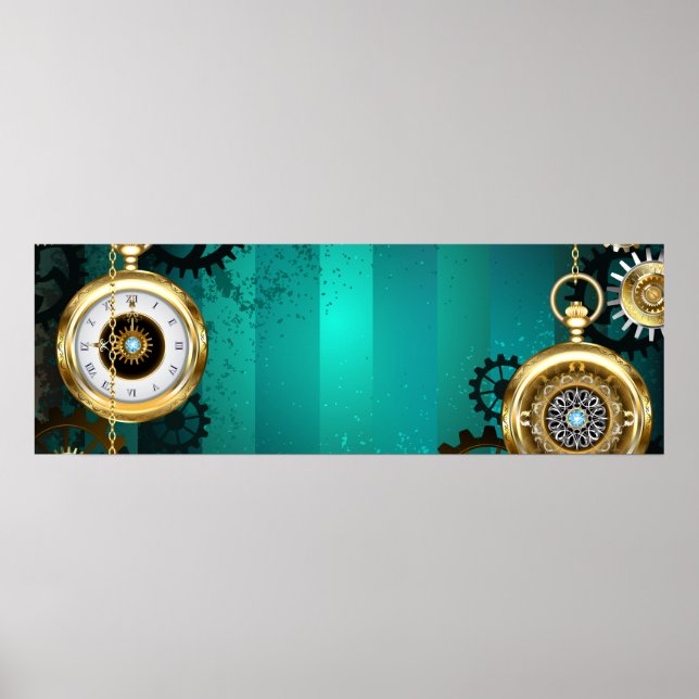 Steampunk Jewelry Watch, wir haben Green Backgroun Poster (Vorne)