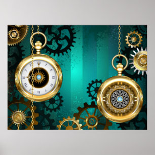Steampunk Jewelry Watch, wir haben Green Backgroun Poster