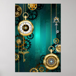 Steampunk Jewelry Watch, wir haben Green Backgroun Poster