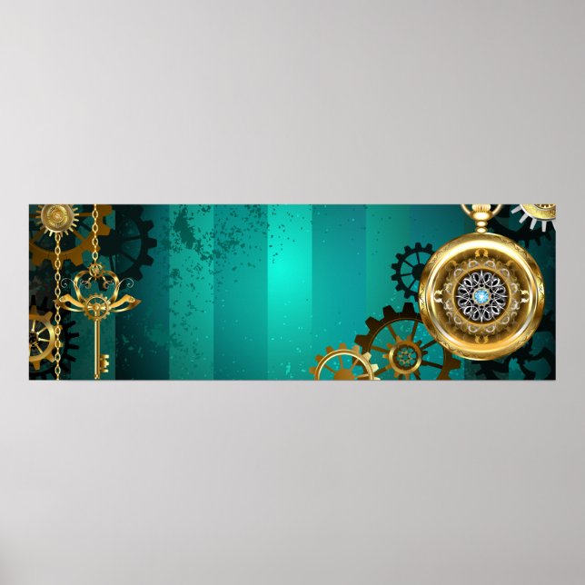 Steampunk Jewelry Watch, wir haben Green Backgroun Poster (Vorne)