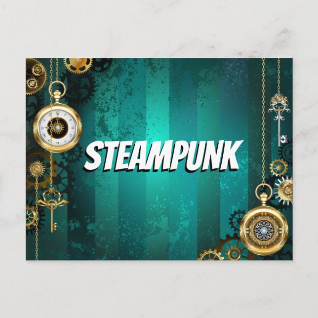 Steampunk Jewelry Watch, wir haben Green Backgroun Postkarte (Vorderseite)