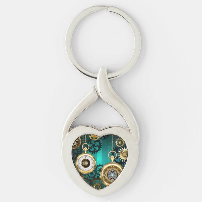 Steampunk Jewelry Watch, wir haben Green Backgroun Schlüsselanhänger (Vorderseite)