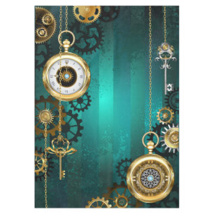 Steampunk Jewelry Watch, wir haben Green Backgroun Tischdecke