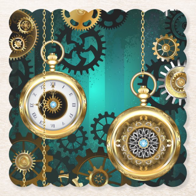 Steampunk Jewelry Watch, wir haben Green Backgroun Untersetzer (Vorderseite)