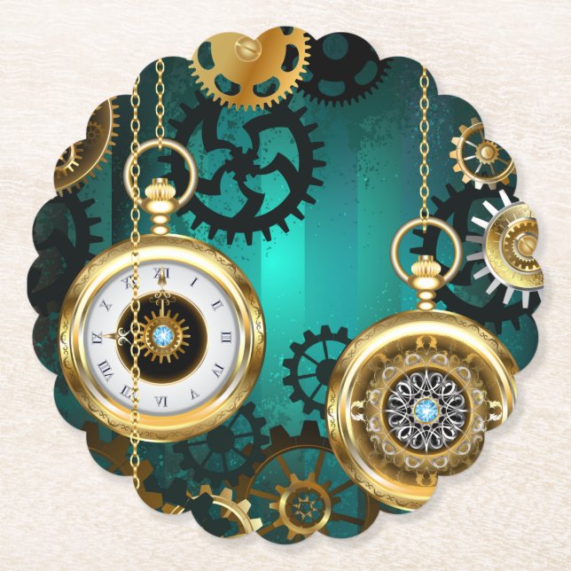 Steampunk Jewelry Watch, wir haben Green Backgroun Untersetzer (Vorderseite)