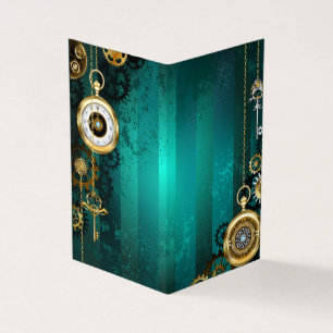 Steampunk Jewelry Watch, wir haben Green Backgroun Visitenkarten