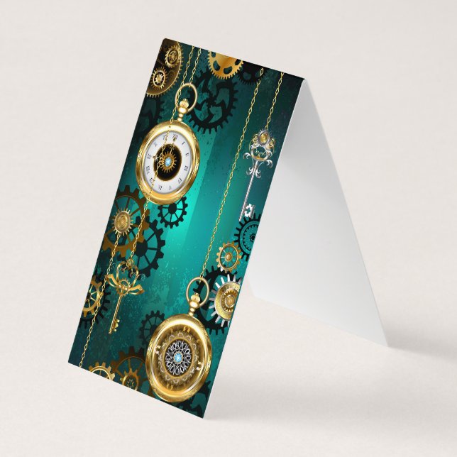 Steampunk Jewelry Watch, wir haben Green Backgroun Visitenkarten (Rückseite)