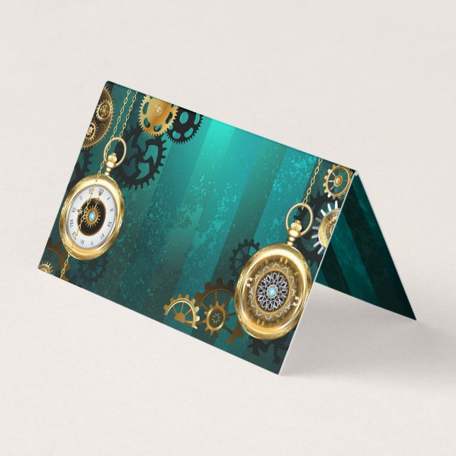 Steampunk Jewelry Watch, wir haben Green Backgroun Visitenkarten (Vorderseite)