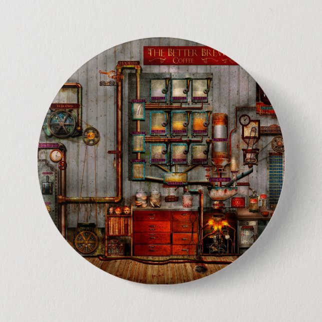 Steampunk - Kaffee - Der Firmenkaffeemaschine Button (Vorderseite)