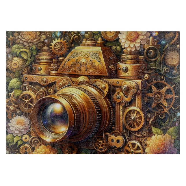 Steampunk-Kamera-Schneidbrett Schneidebrett (Vorderseite)