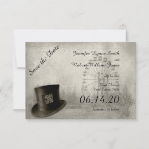 Steampunk-Karneval-Top-Hochzeit Sichern Sie das Da Save The Date