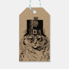 Steampunk Kat Kitty in einem Top Hat Geschenkanhänger