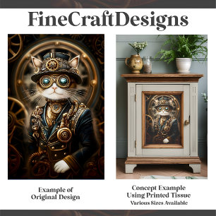 Steampunk-Katze in formeller Uniform G4L Découpage Seidenpapier