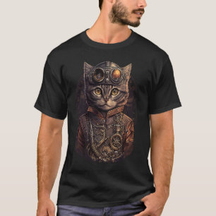 Steampunk-Katze Kätzchen Dampf-Punk T-Shirt