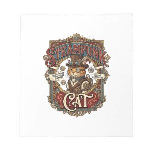 Steampunk-Katze Katze Steampunk Vintage Notizblock