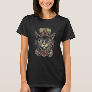 Steampunk-Katze Kitten Dampf Punk Katze T-Shirt