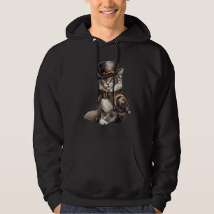 Steampunk-Katze mit Hut Grafikdesign Katze Fantasy Hoodie