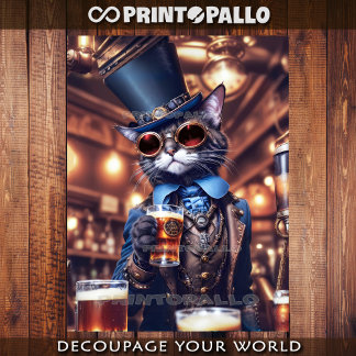 Steampunk-Katze mit Zylinder und Schutzbrille beim Geschenkpapier Set