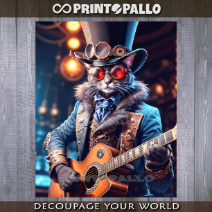 Steampunk-Katze mit Zylinder und Schutzbrille beim Geschenkpapier Set
