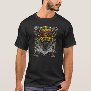 Steampunk-Katze Steampunk-Kätzchen Schwarze Katze T-Shirt