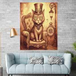 Steampunk-Katze viktorianische Uhrwerk-Fantasy-Vin Poster