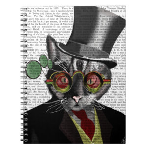 Steampunk Katze - Zylinder und rote gelbe Gläser Notizblock