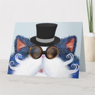STEAMPUNK-KATZEN-KUNST VATER-TAG-GRUßKARTEN KARTE