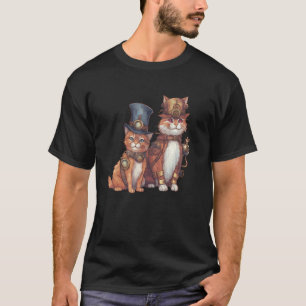 Steampunk-Katzen mit Hut Grafikdesign Katze Fantas T-Shirt
