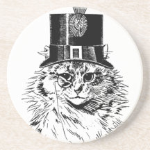 Steampunk Katzen-Untersetzer, Kitty im Spitzenhut