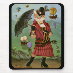 Steampunk Katzen-viktorianische gotische Fantasie Mousepad