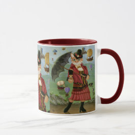 Steampunk Katzen-viktorianische gotische Tasse