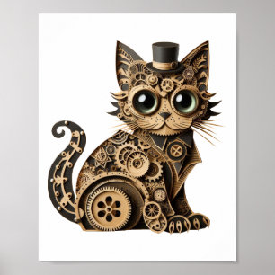 Steampunk Katzenlederkunst Poster